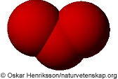 Molekylmodell för ozon.