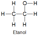Strukturformel för etanol.